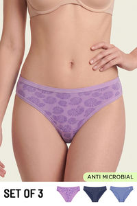 Zivame Regular Rise Full Coverage Bikini Panty (Pack of 3) - Multicolor — thumbnail 1